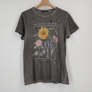Whatever You Want Floral Graphic Tee - Gray